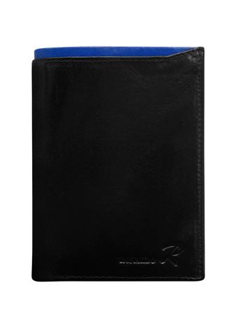 Black Leather Men's Wallet With Blue Module