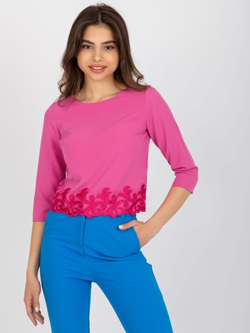 Pink Formal Blouse with 3/4 Sleeves