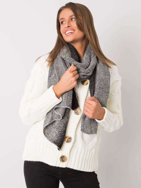 Black and white knitted scarf
