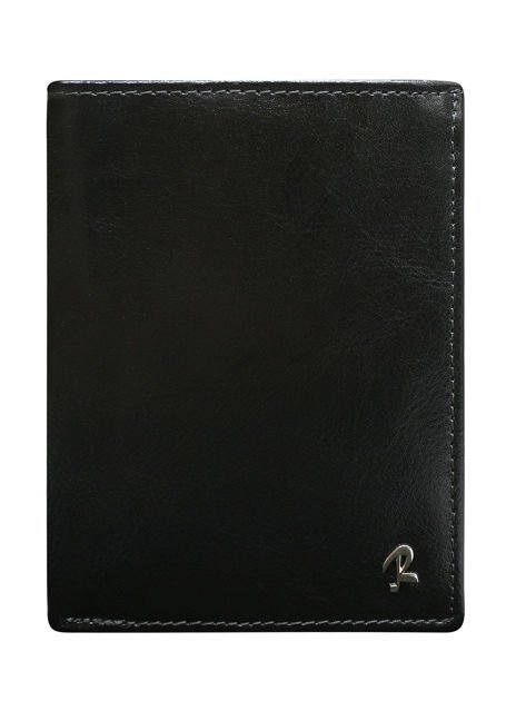 Black wallet for men in genuine leather without clasp