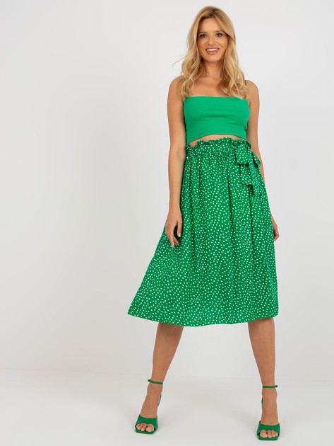 Green flared skirt with ruffled waist RUE PARIS