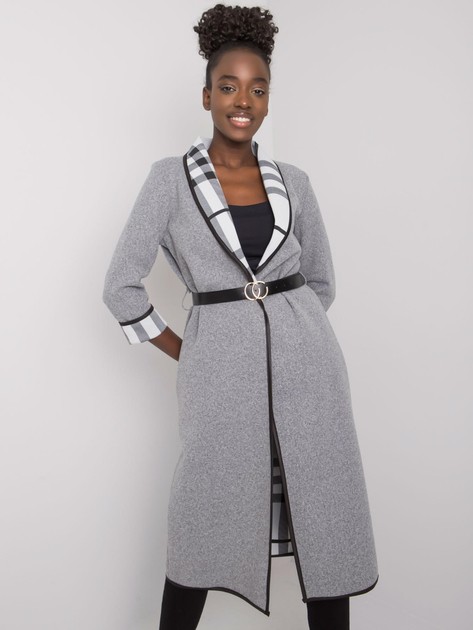 Grey melange coat with belt Annis