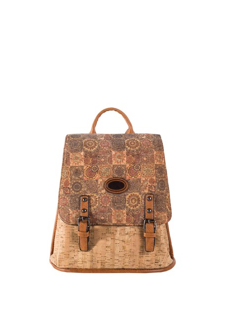 Light Brown Small Patterned Backpack 