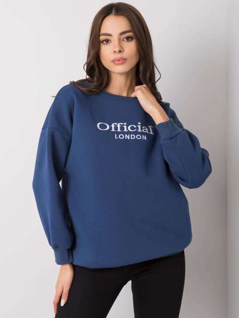 Navy blue hoodless sweatshirt for women Cherbourg 