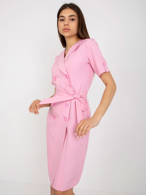 Pink Blazer Cocktail Dress With Belt 
