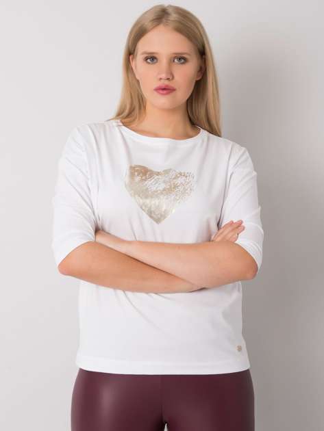White plus size blouse with Angelique print