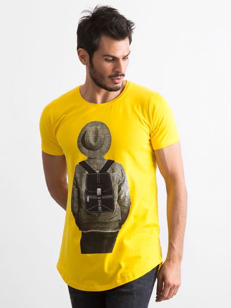 Żółta koszulka męska z nadrukiem